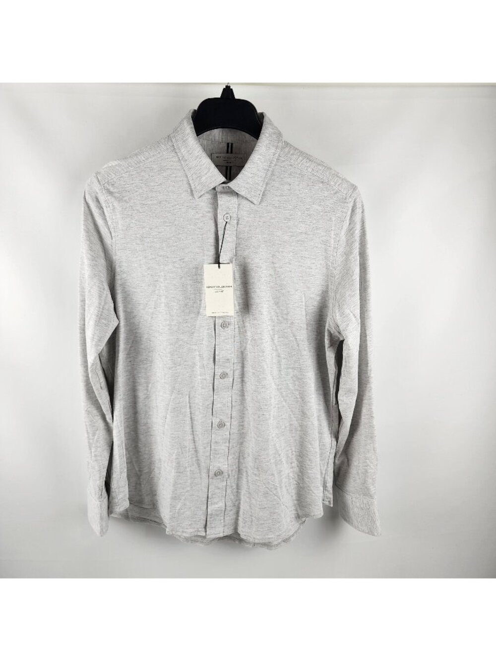 Report Collection Men Large Gray Lux Knit 4-Way Stretch L/S Button Up NWT